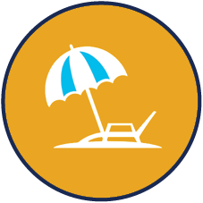 recent vacation icon: beachchcair and umbrella